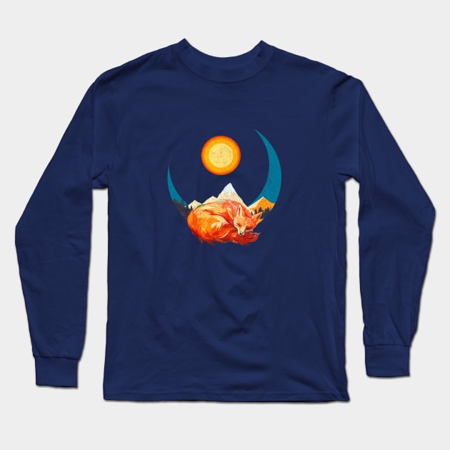 Hibernating Fox Long Sleeve T-Shirt by Goldquills